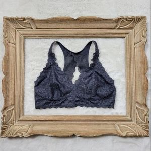 Black Bow grey lace bralette